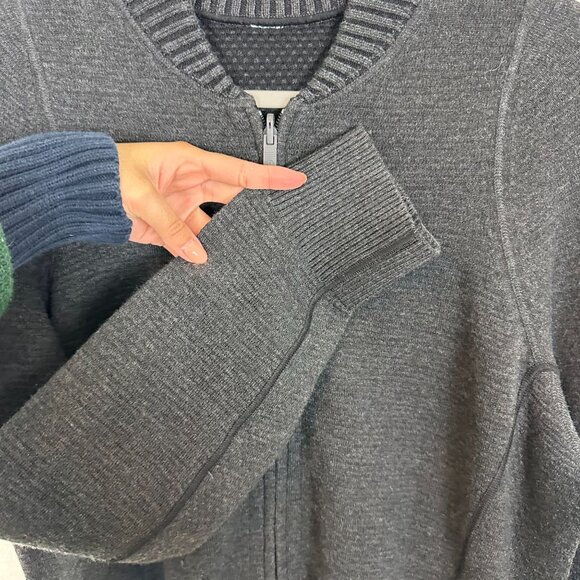 Lululemon All Around Full Zip Sweater 4 Black Merino Wool Blend Soft Knit Minima - Picture 5 of 8